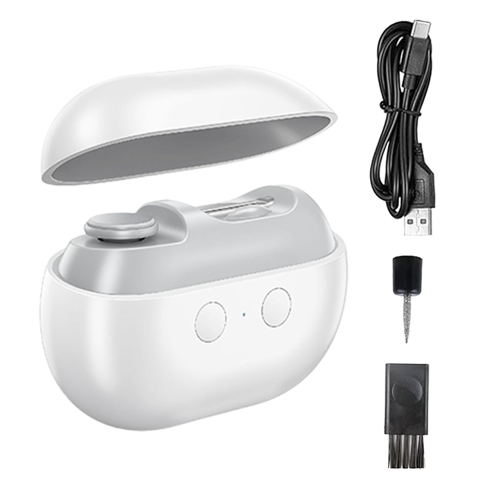Cortaúñas eléctrico 3 en 1, recortador de uñas recargable por USB con luz LED y 3 velocidades, amoladora de uñas silenciosa para adultos, personas mayores y uso familiar (blanco)