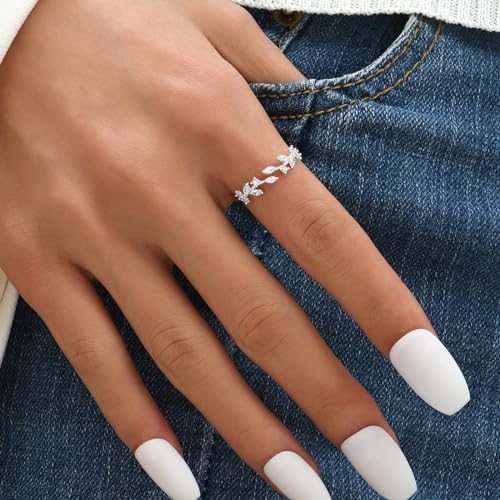 Dainty Rings Open Adjustable Ring Leaf Ring for Women Dainty Stackable Rings for Women - Image 3