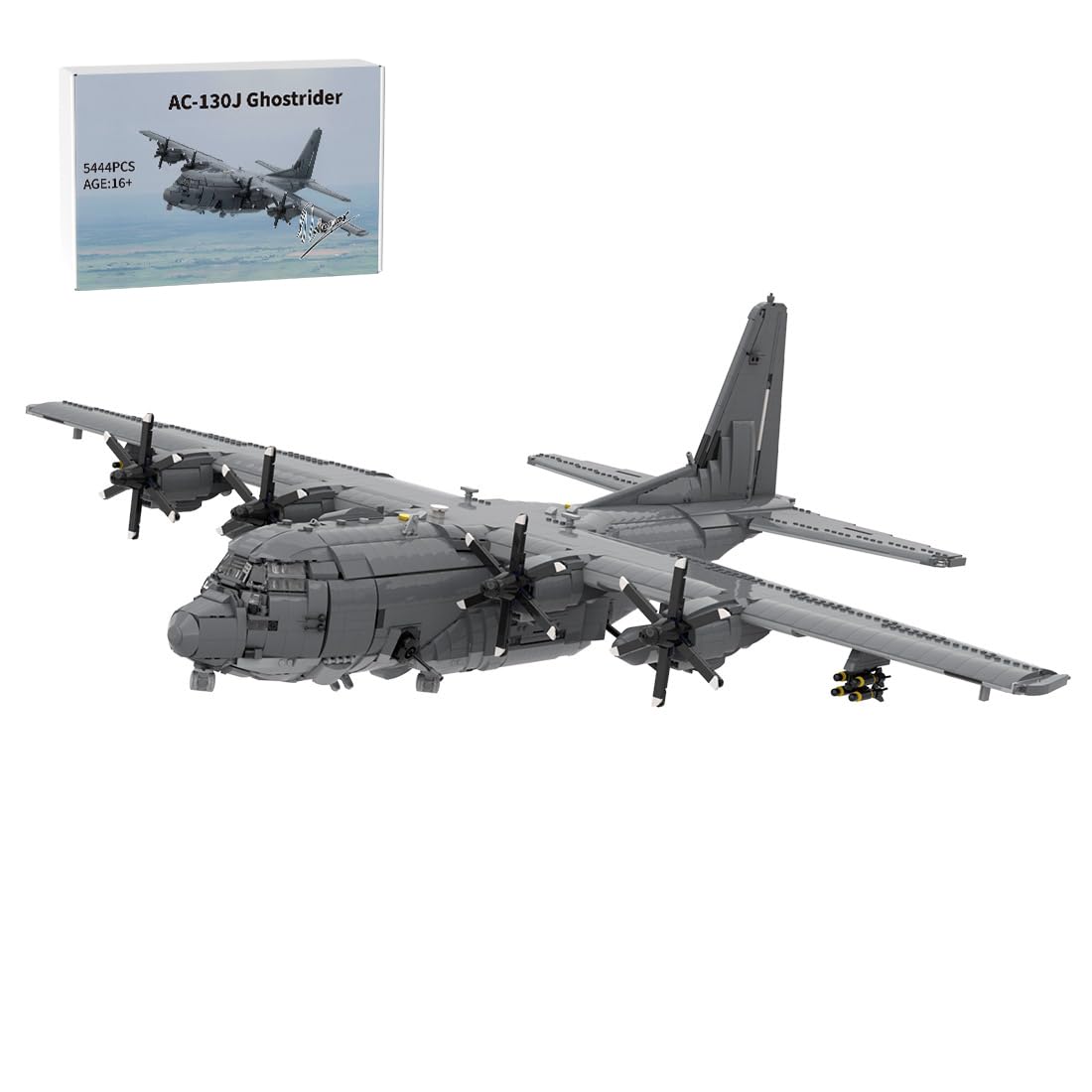 LootPop Elektryczny zestaw klocków do budowy samolotu, 1/35 AC-130J GhostRider, duża dynamiczna wersja zmontowanego modelu samolotu wojskowego, 5444 części