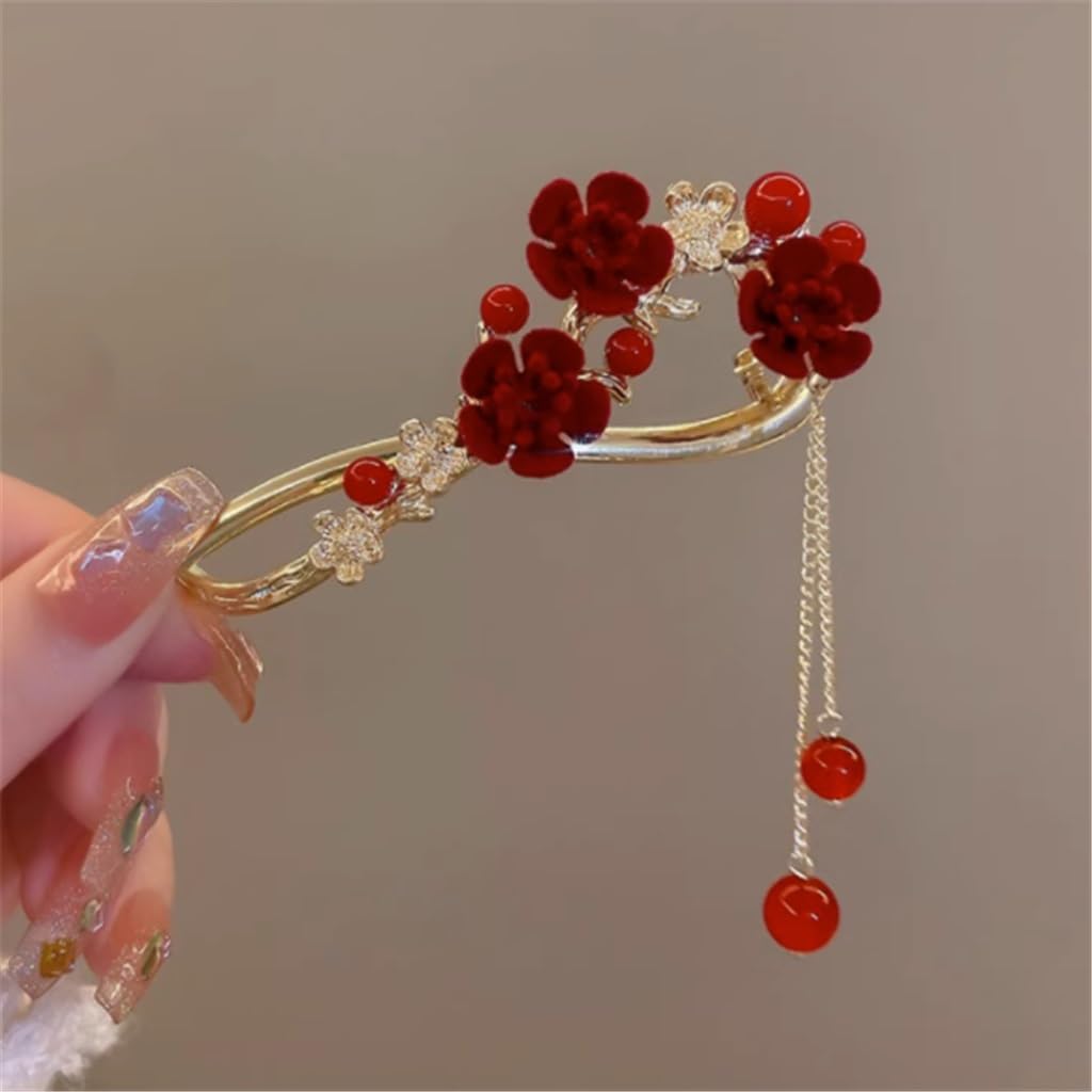 Ancient plum blossom twisted clip word female back of the temperament disc hair grab hairpin