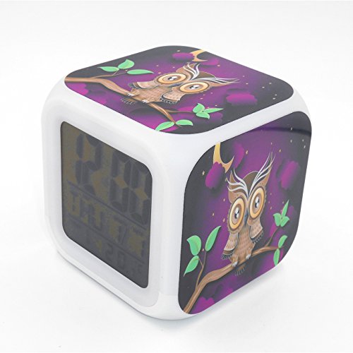Boyan Led Alarm Clock Owl Animal Purple Creative Desk Table Clock Calendar Snooze Glowing Led Digital Alarm Clock For Unisex Adults Kids Toy Gift #TOP2