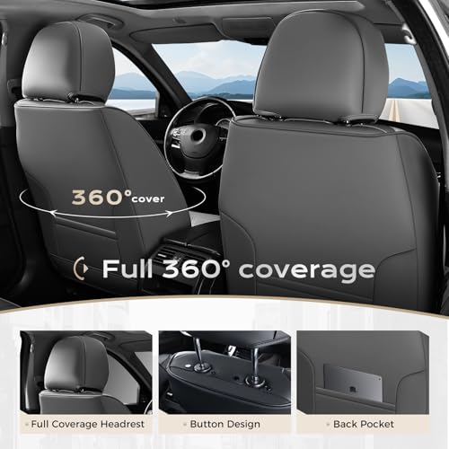 Image of Coverado Car Seat Covers, Front Covers for Cars, Car Seat Cover Front Seats, Automotive Seat Cover, Waterproof, Leather Car Seat Cushion, Universal Interior Covers Seat Protectors for Most Cars