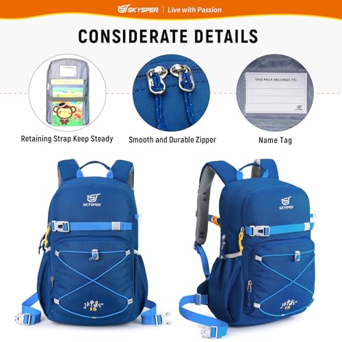 SKYSPER Kids Backpack - 15L Travel Backpacking Small Age 4-6 Ergonomical Design Multi-compartment Breathable Day Pack Preschool Kindergarten Bag - Image 5