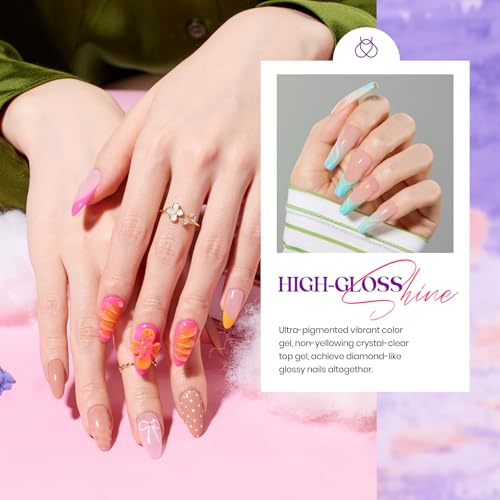 Image of Beetles Gel Nail Polish Set - 32 Colors Brown Green Orange Red White Blue Purple Nude Black Pink Gel Polish, UV LED Soak Off Nail Kit with Base and Top Coat All Season Gift for Women