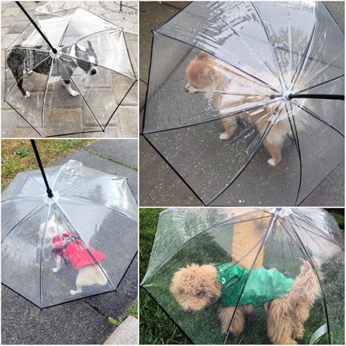 Enjoying Hunde Regenschirm für Kleine Hunde, Kleiner Hundeschirm mit Leine, Regenschirm für Hunde Spaziergänge im Freien, Wasserdicht Regen Schnee, Selbstmontage