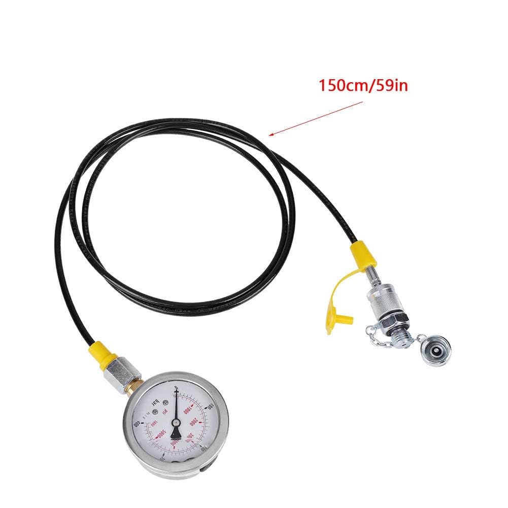 Kit de manómetro de prueba hidráulica, comprobador hidráulico digital profesional, con 6 accesorios de medición de presión, 3 manómetros hidráulicos y tubos de medición de presión, para excavadoras