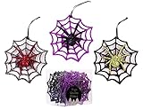 Christmas Traditions 12 Pieces 4 inch 3D Glittered Halloween Decorations Spider Ornaments on Web for