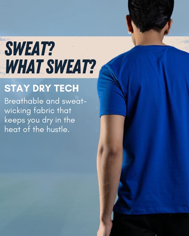 Image of Ghumakkad Cotton Blend Half Sleeve Round Neck Sports T Shirt for Men