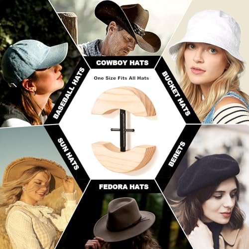 Image of Hat Stretcher, Hat Stretchers for Fitted Hats, Wooden Hats Stretcher with Lever Wrench, Extender for Men