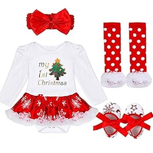 BAINA Baby Meisjes Mijn eerste kerstkostuum prinses mooie rompertje kerstman outfits peuters party fancy dress