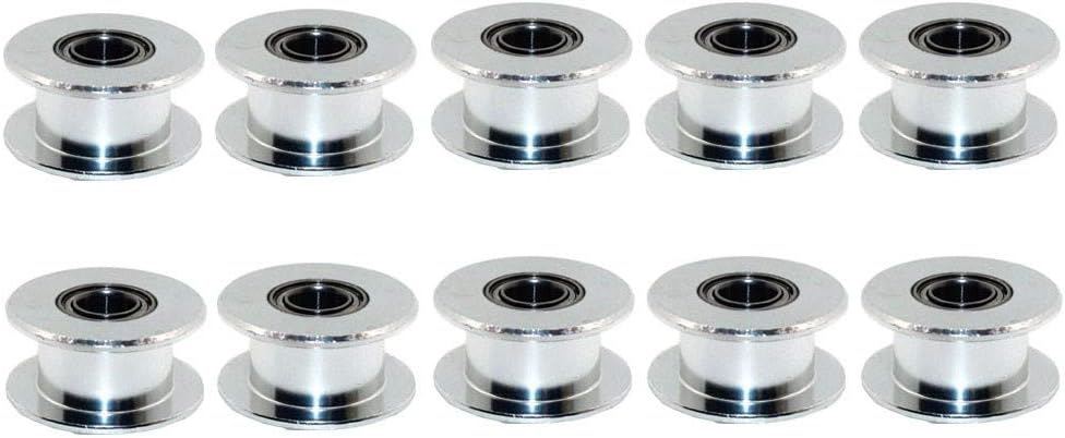 GT2 16Toothless Bore 3mm 20Toothless Bore 5mm Aluminum Timing Belt Idler Pulley/Double Head for 3D Printer 6mm Width Timing Belt 20 Toothless Bore 5mm 20-05-0514-10