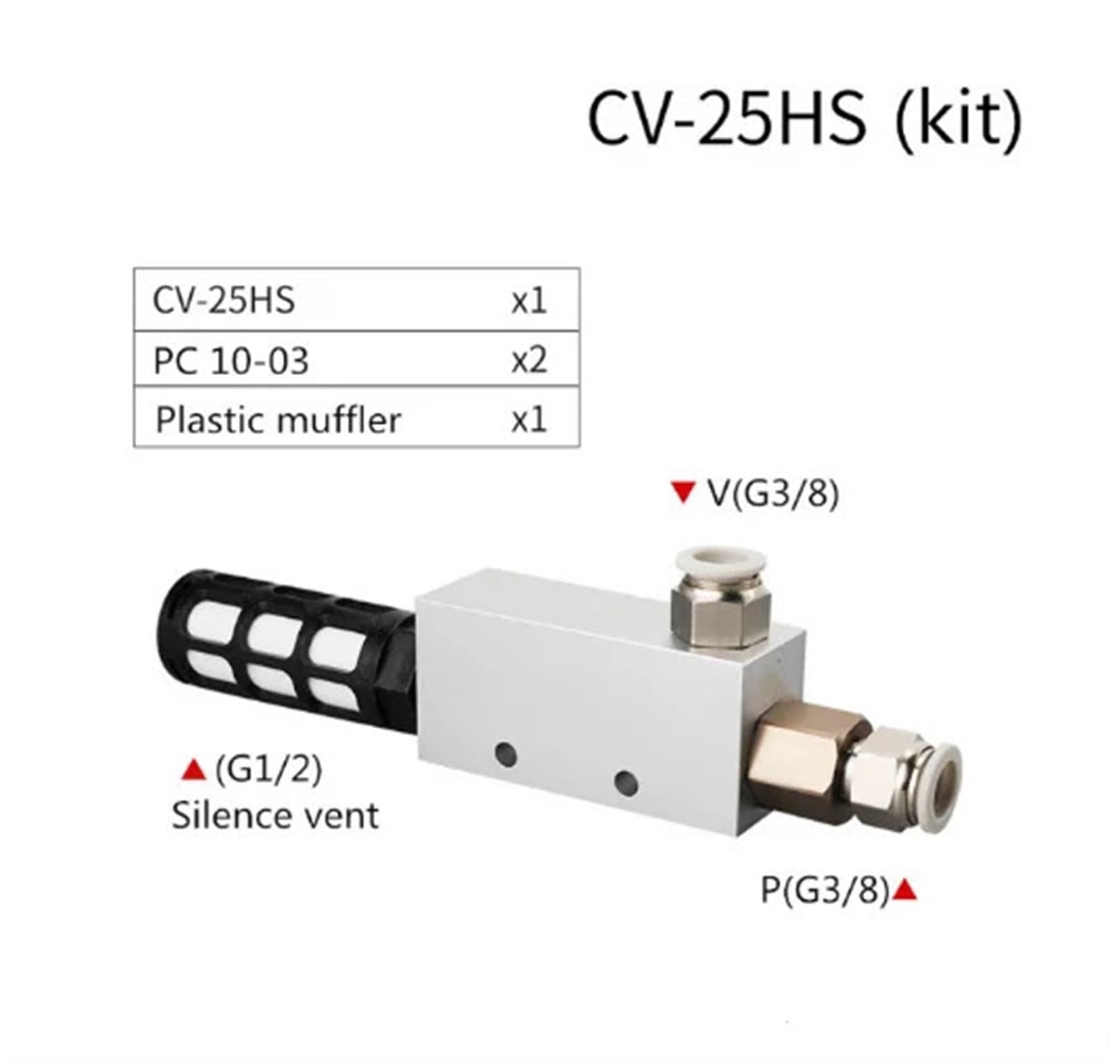 Vakuum-Ejektor, Generator, Luft-Abgas-Ejektor, pneumatisch, ACV CV-10, 15, 20 Ventil, negatives Steuerventil(Color:25 w 10 Fitting)