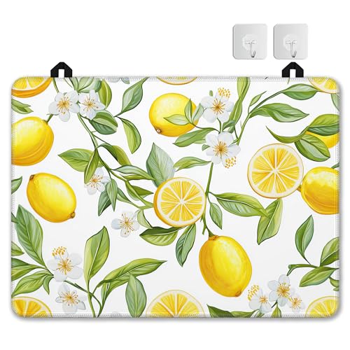 Image of Lemon Fruit Stove Top Covers for Electric Stove,White Flower Glass Top Stove Cover, Heat Resistant Range Covers for Electric Stove,Washable Countertop Mat, 28 x 20 Inch