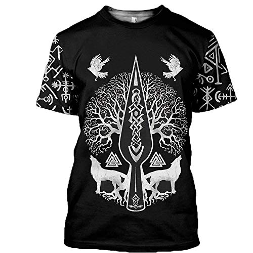 T-Shirt Viking Valknut en impression 3D Boussole Rune mythologie Nordique taille L
