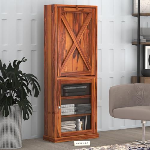 Image of SUNCOM Solid Sheesham Wood Study Table for Adults |Wooden Study Table with Bookself | Wooden Writing Desk Work from Home | Rosewood | Already Assembly, Honey Finish