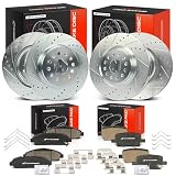 A-Premium Front and Rear Drilled Slotted Brake Rotors and Ceramic Pads Kit