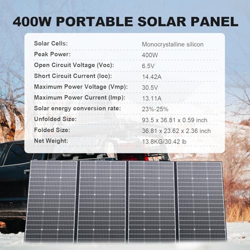 ALLPOWERS SP037 400W Portable Solar Panel Waterproof IP67 Foldable Solar Panel Kit with 37.4V Output Solar Charger for Outdoor Adventures Power Outage RV Solar Generator - 1
