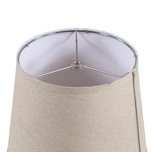 Image of Aspen Creative 38015-2, K /D Hardback Empire Transitional Collapsible Spider Shade, 9 inch Top x 11 inch Bottom x 9 inch Slant, Khaki Linen With Black Trim, Set of 2