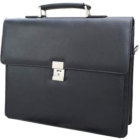 Men’s Briefcases Business Office Lawyer New PU Leather Attache Case with Locks 15.6" Laptop Messenger Bags for Men Black