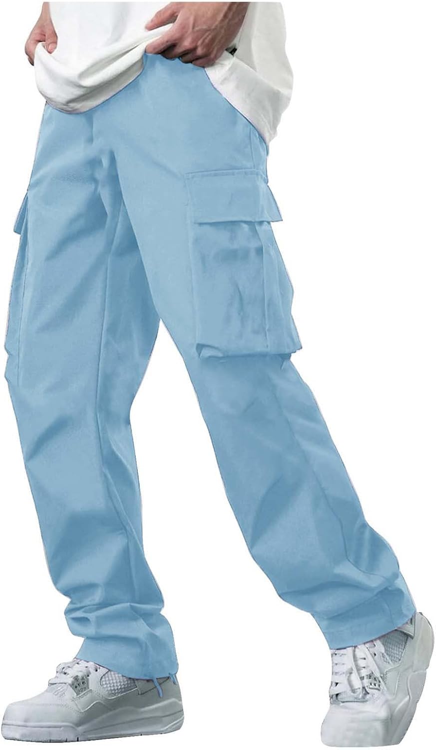 Men Casual Cargo Pants Elastic Waist Gym Athletic Workout Sweatpants Lightweight Outdoor Hiking Golf Pants with Pockets