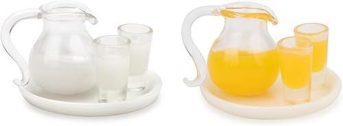 Miniatura 5 de Juego de bebidas en miniatura con bandeja para casa de muñecas 112, accesorios de cocina, 4 piezas, juego de ollas y bandejas, color naranja leche,