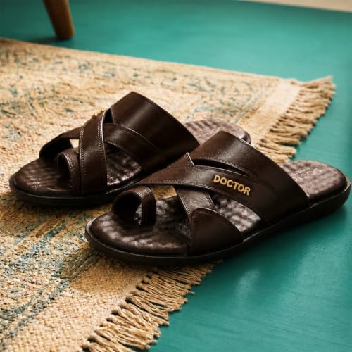 Image of DOCTOR EXTRA SOFT Care Orthopedic Diabetic Comfortable Dr Sole Footwear Daily Use Casual Wear Stylish Black Cushioned Adjustable Strap Chappal for Men's-Gents & Boy's L-11