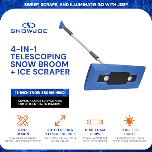 Image of Snow Joe LED Illum n Broom LED Lighted 4 in 1 Snow Brush and Ice Scraper, SJBLZD