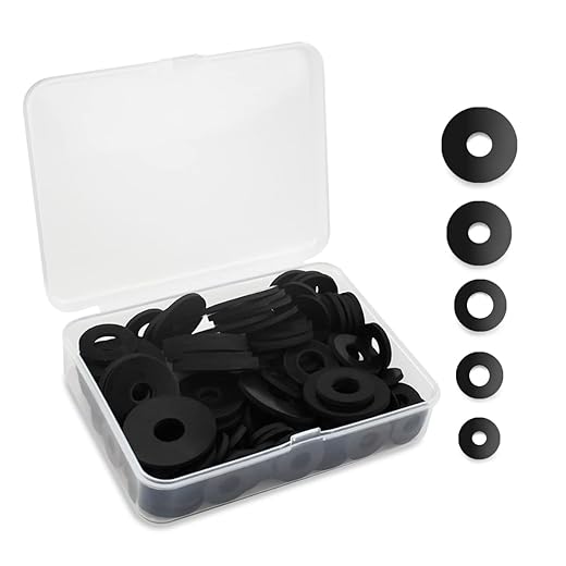 Yuntop 100 Pcs Black Flat Rubber Washers Assortment Kit, 5 Sizes (16/18/20/25/30mm), Heavy Duty, Vibration Damping Pads for Shower Head, Garden Faucet, Plumbing, Repair