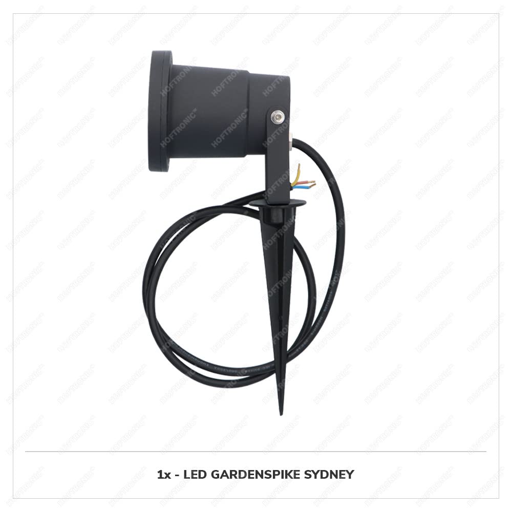 HOFTRONIC 3er Set Sydney - GU10 LED Strahler mit Erdspieß - 1,5M kabel mit Stecker - 4W 450lm - Aluminium Gartenstrahler - IP64 Wasserdicht - Warmweiß Außenlampe für Garten, Terrasse, Wegen