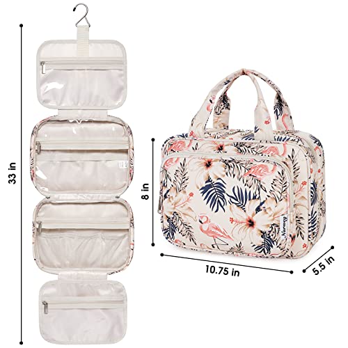 Narwey Hanging Toiletry Bag For Women Travel Makeup Bag Organizer Toiletries Bag For Travel Size Essentials Accessories Cosmetics (Beige Bird (Medium)) #TOP5