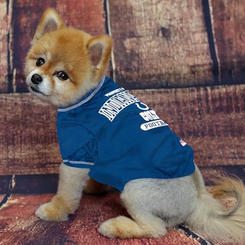 Image of NFL Indianapolis Colts Dog T-shirt Small. - Licensed Shirt for Pets Team Colored with Team Logos- Premium Stretchable Materials for the comfort of your Dog & Cat