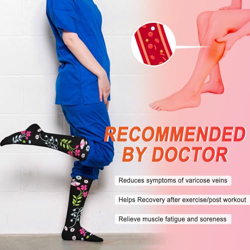 Image of Iseasoo 4 Pairs Compression Socks for Women Circulation-Best Support for Nurses,Running,Athletic,Travel
