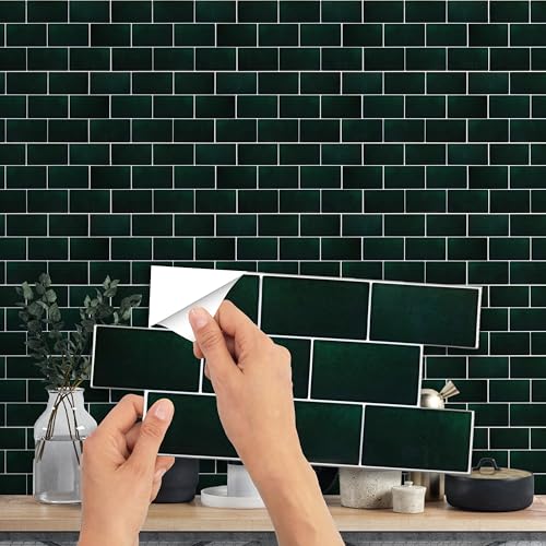 WALPLUS Credence Lot de 12 stickers muraux amovibles pour carrelage de cuisine et salle de bain Blanc 15 x 30 cm