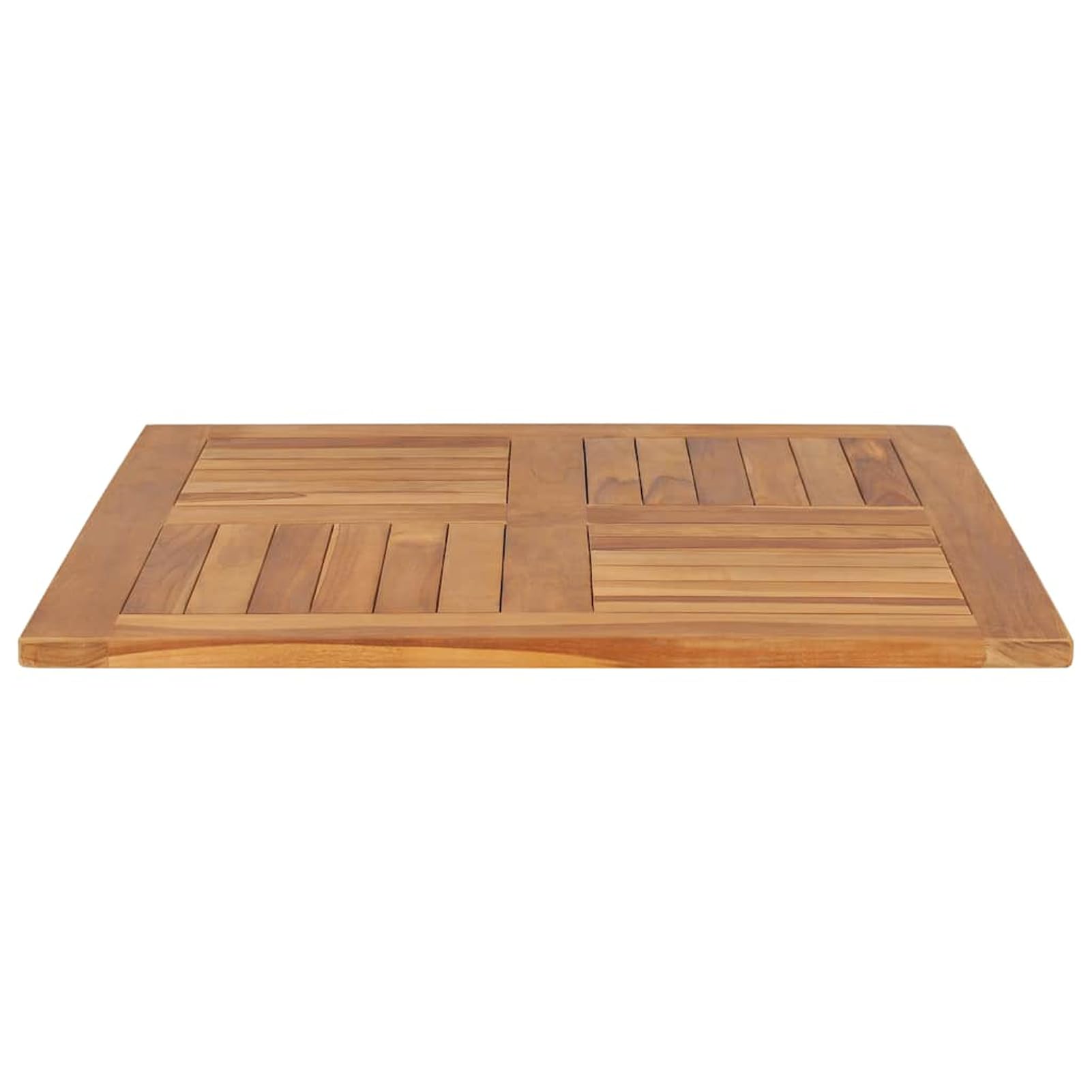 Gecheer Piano per Tavolo in Legno Massello di Teak Quadrato 80x80x2,5 cm con Doghe a 4 Direzioni, Finitura Levigata per Ristoranti, Hotel, Bar e Uso Domestico