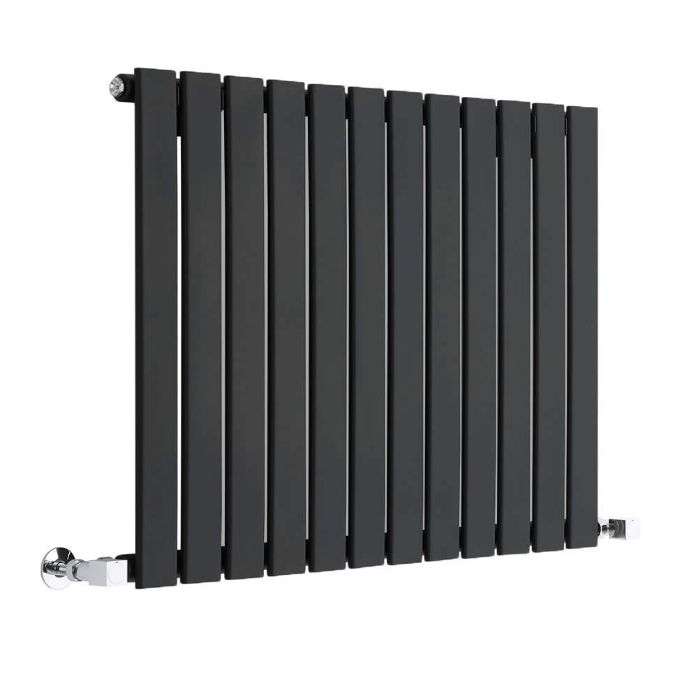 Milano Alpha Black Horizontal Single Flat Panel Radiator - 635mm x 840mm