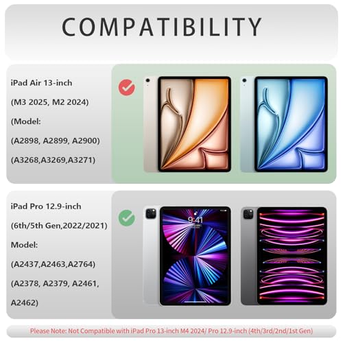 Image of JKSML Case for iPad Air 13 Inch M3 /M2 (2025 /2024) /iPad Pro 12.9 inch 6th /5th /4th Gen (2022 /2021 /2020) with Pencil Holder,2 in 1 Removable Clear Back | 2nd Gen Pencil Charging | Auto Sleep /Wake,Purple
