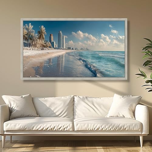 Toile silhouette plage vagues océan grand format décoration paysage marin - 4
