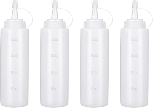 Vista 11 de Botellas exprimibles para salsas, paquete de 2, botella de ketchup de 12 onzas, botella de plástico para aderezo con tapa y embudo, botellas