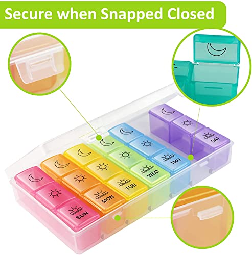 Image of Zollyss Weekly Pill Organizer 3 Times A Day - 7 Day Pill Box - Non-BPA Food Grade Plastic - Lightweight and Travel Friendly - Ideal Pill Case for Supplements, Vitamin, Medication