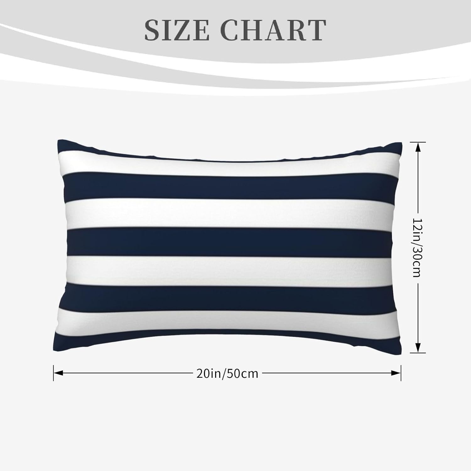 Navy Blue and White Stripe Throw Pillow Covers 12x20 in Pillow Case Soft Farmhouse Cushion Covers Set of 2 for Sofa Bed Bedroom Car Chair Living Room Home Decor image 2