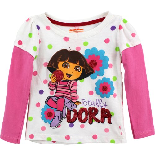 Nickelodeon Girls' Dora Dot Long-Sleeve T-Shirt