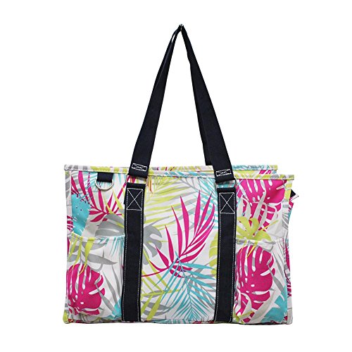 NGIL All Purpose Organizer Medium Utility Tote Bag 2018 Spring Collection (Tropical Palm Leaf Navy)
