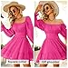 EXLURA Women Tie Back Wedding Guest Dresses Long Lantern Sleeve Square Neck Ruffle Elastic Waist Aline Casual Mini Dress Hot Pink