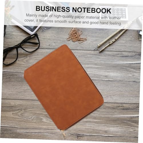 Carnet de notes A5 cuir marron WOONEKY avec pochette zippée pour centraliser vos écrits