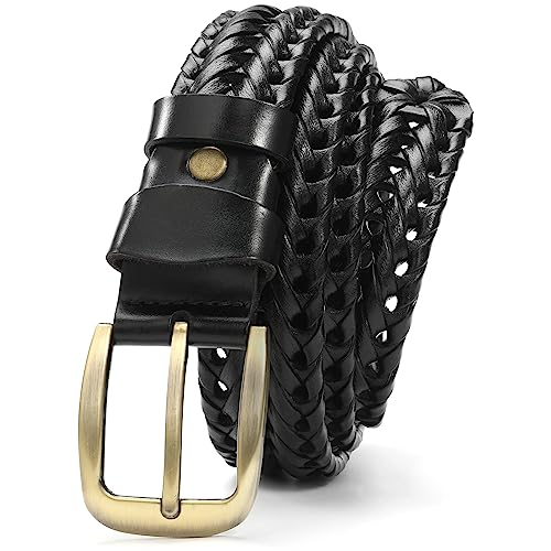 Men's Genuine Leather Triple Braided Western Belt - 1.5" Wide, Black, Size 34 - View #6