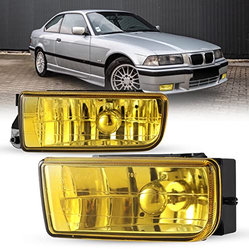 AUTOFREE Fog Lights Compatible with BMW M3 (E36) 3 Series 1992 1993 1994 1995 1996 1997 1998 1999 Fog Lamps Replacement Assembly with H1 12V 55W Bulbs-1 Pair (Yellow Lens)