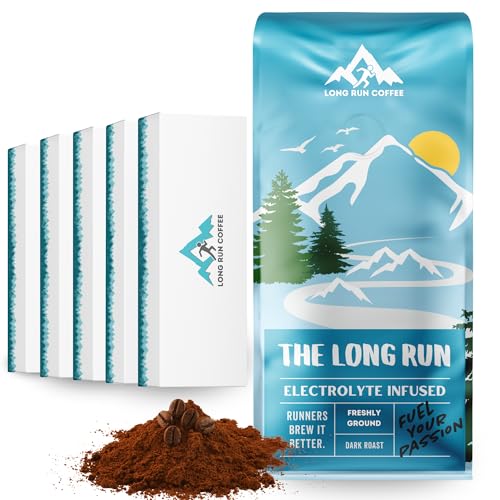 Image of Long Run Coffee - Hydrating Coffee with Electrolytes - All Natural Energy + Hydration + Recovery for Athletes - Stomach Friendly Electrolyte Coffee for Runners (5 lb, Dark Roast)