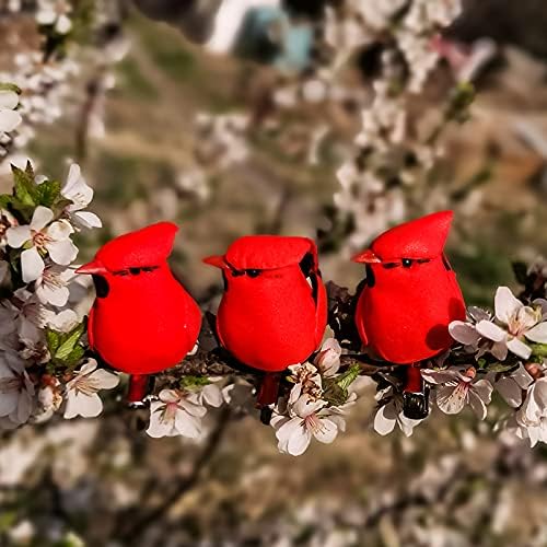 Berfutall-Cardinal Clip On Christmas Tree Ornament Decorations - Red Feathers Set of 12 Pieces Each is 2.8" Lon(A) - Image 5