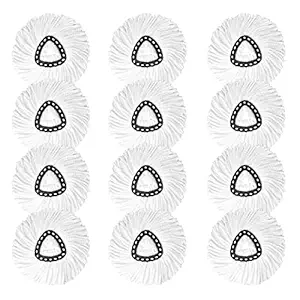 12 Pack Spin Mop Replacement Heads, 100% Microfiber Spin Mop Refill for Easy Wring Compatible with Triangle Spin Mop, 360 Degree Spinning Mop Replace Head for Floor Cleaning