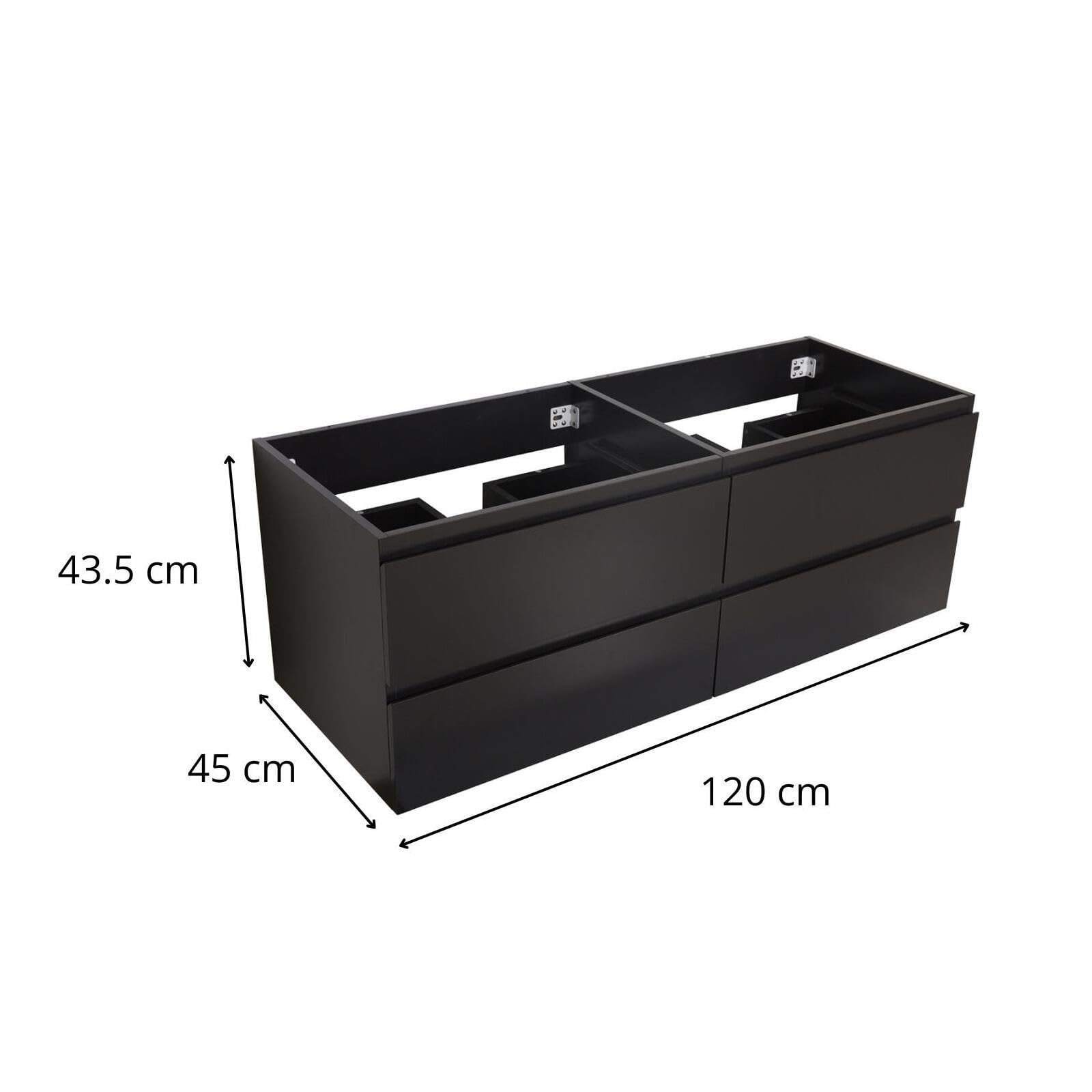 Sorrento - Mueble bajo lavabo (120 cm), color negro